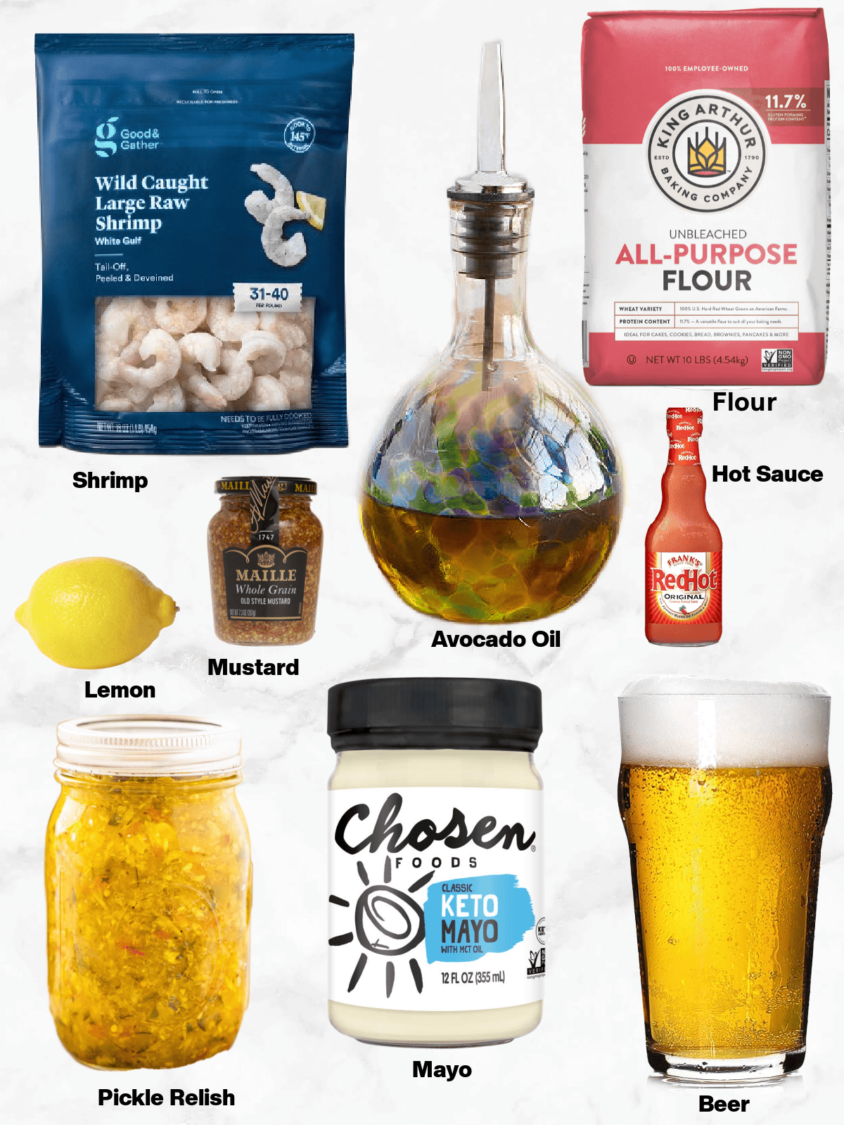 all of the ingredients needed to make my Buffalo Shrimp recipe.
