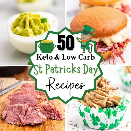 Photo collage of 4 photos of keto St Patricks Day recipes.