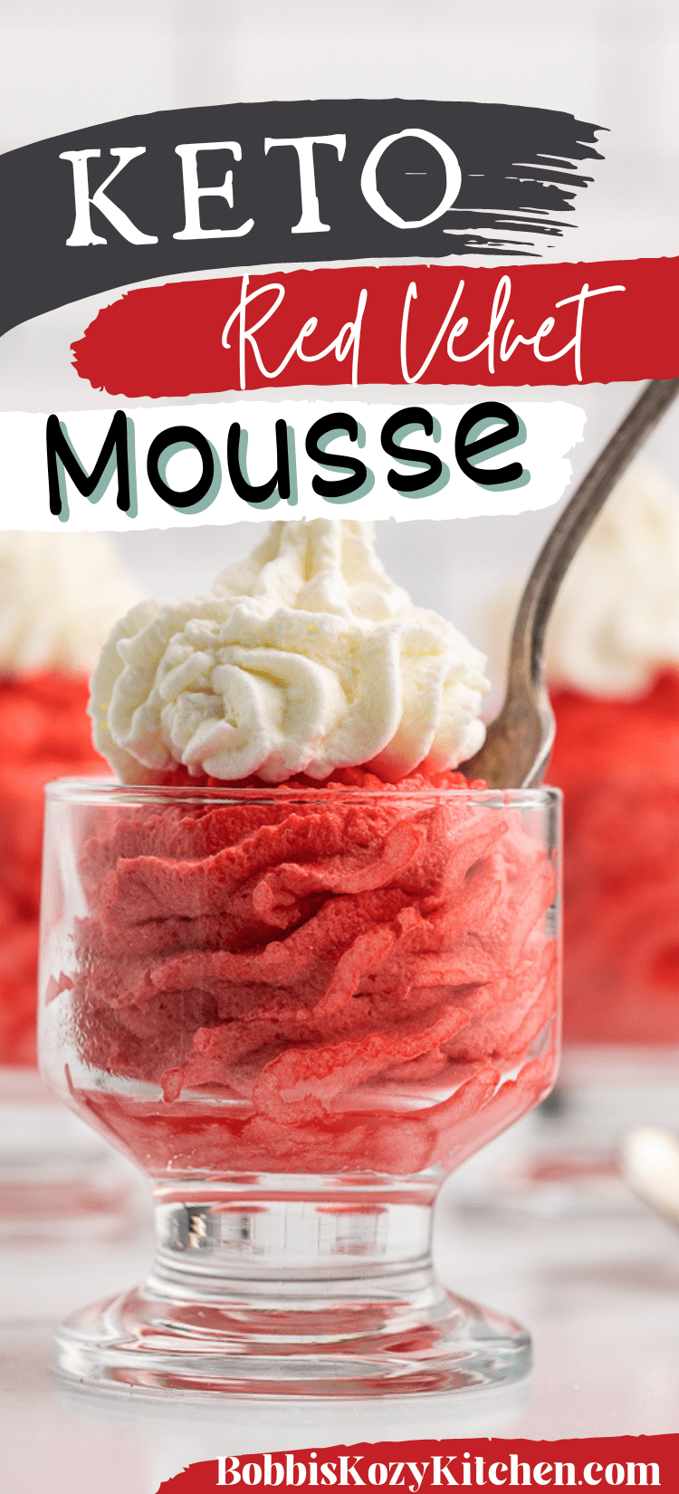 Pinterest graphic with the image of keto red velvet mousse on it.