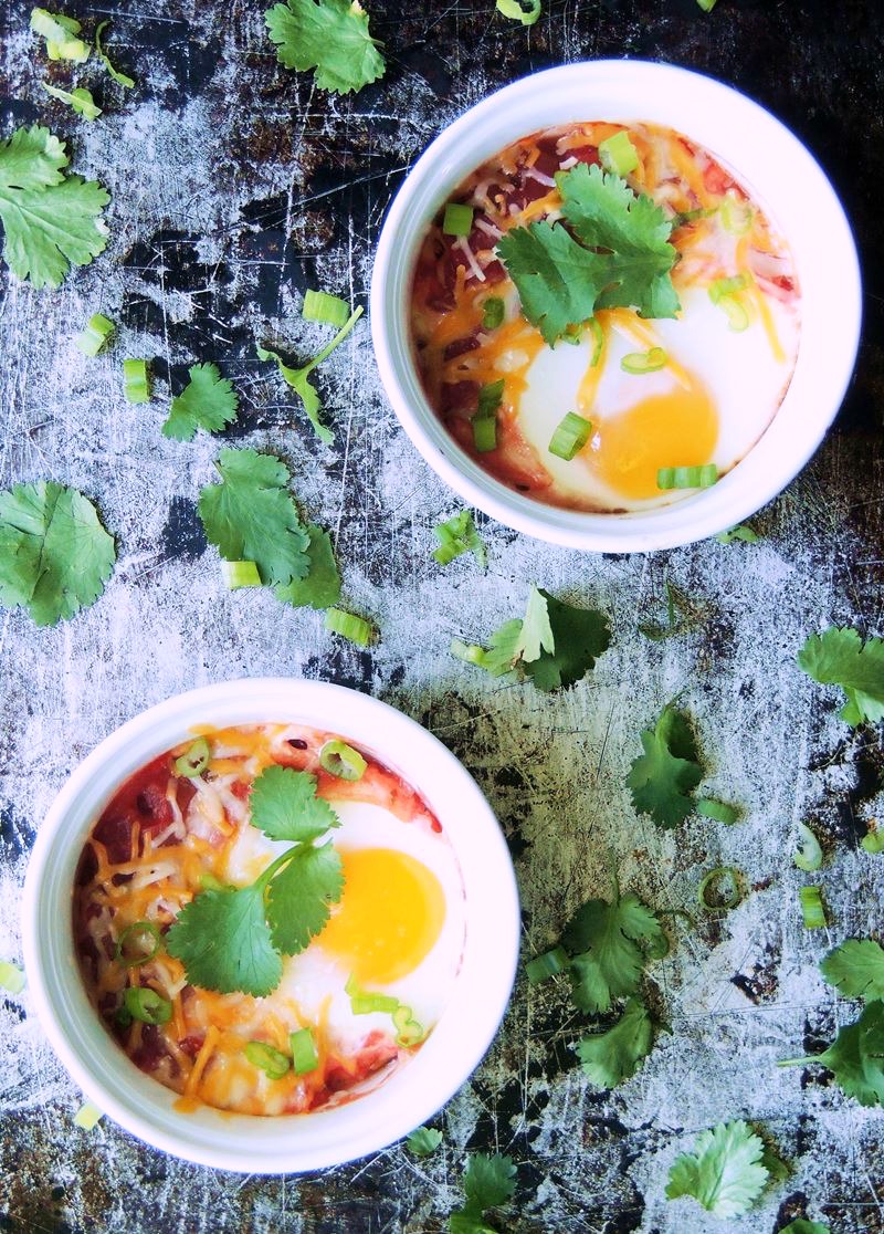 Baked Eggs with Salsa from www.bobbiskozykitchen.com