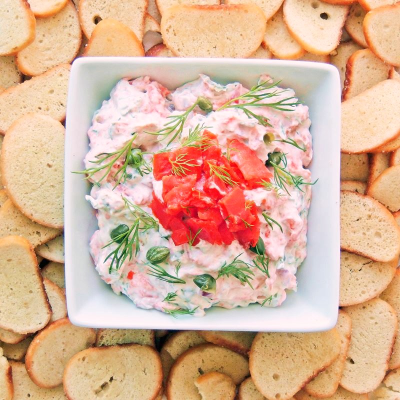 Smoked Salmon Dip (Keto Friendly) | Everything you love about a smoked salmon bagel is all wrapped up neat and tidy in this delicious dip recipe. Use fresh cut bell pepper slices, celery sticks, or even pork rinds, to make this a great Keto friendly appetizer. #appetizer #dip #keto #LCHF #smokedsalmon #salmon #easy #recipe | bobbiskozykitchen.com