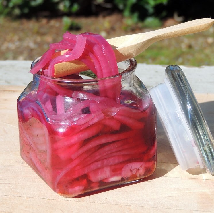 Spicy Picked Red Onions - So simple, these bright, crisp, spicy little slices of heaven are perfect for burgers, sandwiches, tacos, and so much more! #onions #pickles #canning #preserves #easy #recipe | bobbiskozykitchen.com