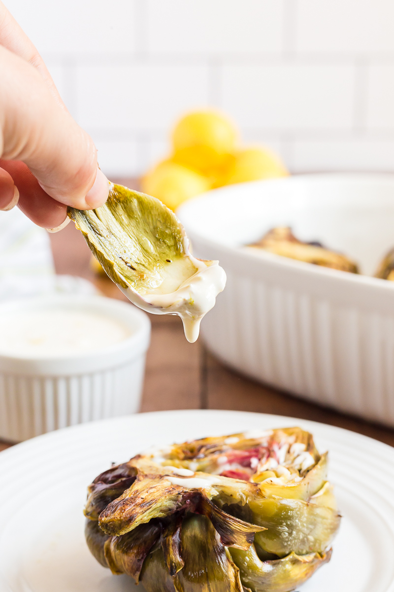 Grilled Artichokes with Lemon Garlic Sauce - Grilling makes everything taste better and these Grilled Artichokes with Lemon Garlic Sauce are proof of that! #grilled #bbq #artichokes #lemon #garlic #lowcarb #easy #sidedish #recipe | bobbiskozykitchen.com