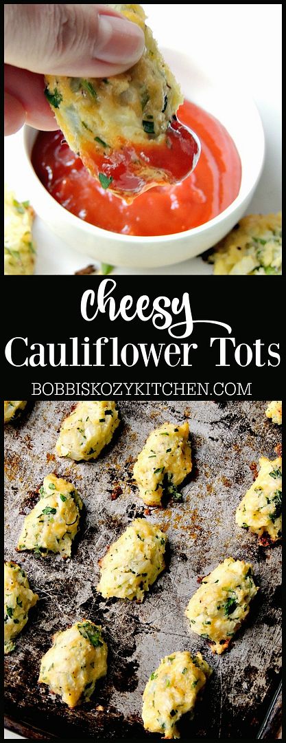 Cheesy Baked Cauliflower Tots aka Cauli-tots from www.bobbiskozykitchen.com