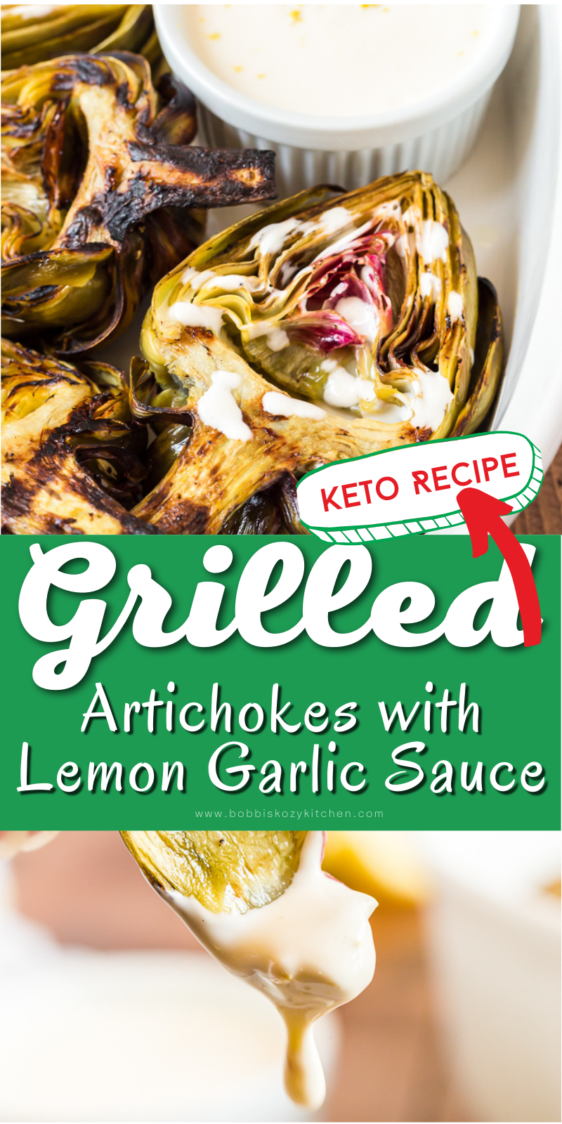 Grilled Artichokes with Lemon Garlic Sauce - Grilling makes everything taste better and these Grilled Artichokes with Lemon Garlic Sauce are proof of that! #keto #glutenfree #spring #summer #grilled #bbq #artichokes #lemon #garlic #lowcarb #easy #sidedish #recipe