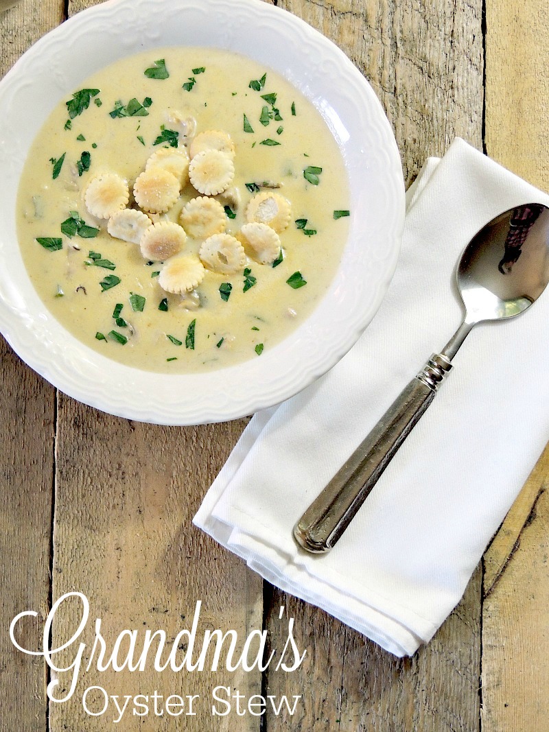 Grandma's Oyster Stew - This classic oyster stew is a quick, easy, and delicious way to start your holiday meal. It is my Grandmother's recipe and is as rich in flavor as it is in holiday tradition from www.bobbiskozykitchen.com #fish #seafood #easy #stew