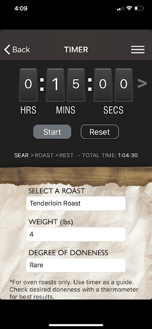 Roast Perfect app iPhone sear setting