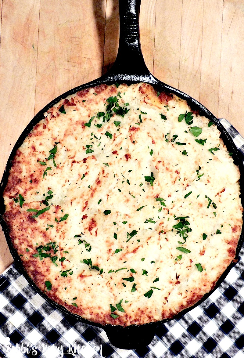 Italian Style Skillet Pie is a little twist to your traditional shepherd's pie, lightened up a bit with the use of turkey sausage, and mashed cauliflower. From www.bobbiskozykitchen.com