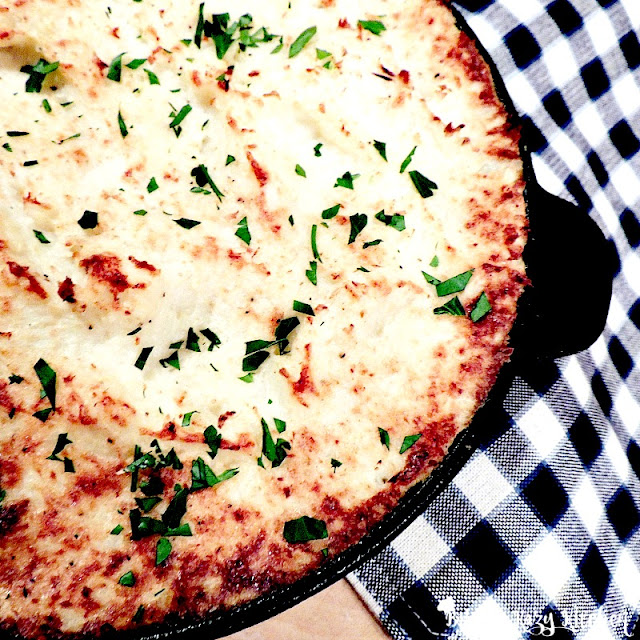 Italian Style Skillet Pie is a little twist to your traditional shepherd's pie, lightened up a bit with the use of turkey sausage, and mashed cauliflower. From www.bobbiskozykitchen.com