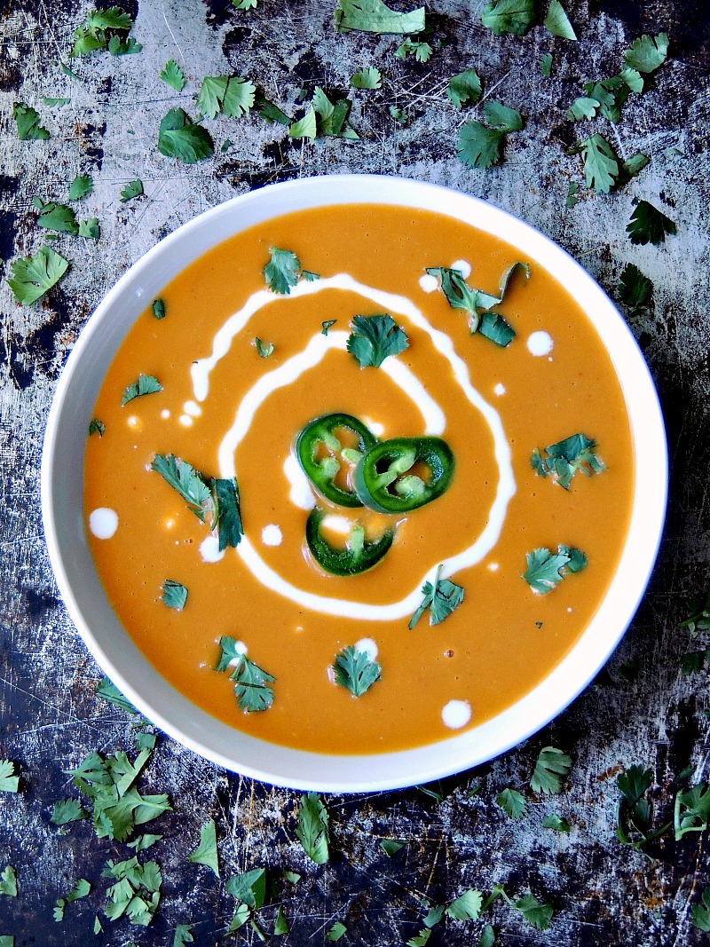 Quick Curried Squash Soup - The earthiness of butternut squash, paired with spicy curry paste, makes this soup the perfect meal for a cool fall or winter night #soup #curry #squash #butternut #easy #recipe | bobbiskozykitchen.com