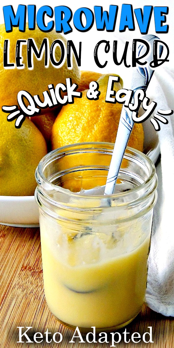 Make a batch of this luscious creamy low-carb lemon curd recipe in a fraction of the time, and with less muss and fuss, just by using your microwave so you can jazz up your keto pancakes, crepes, muffins, and more! #dessert #lemon #lowcarb #keto #easy #microwave #recipe | bobbiskozykitchen.com