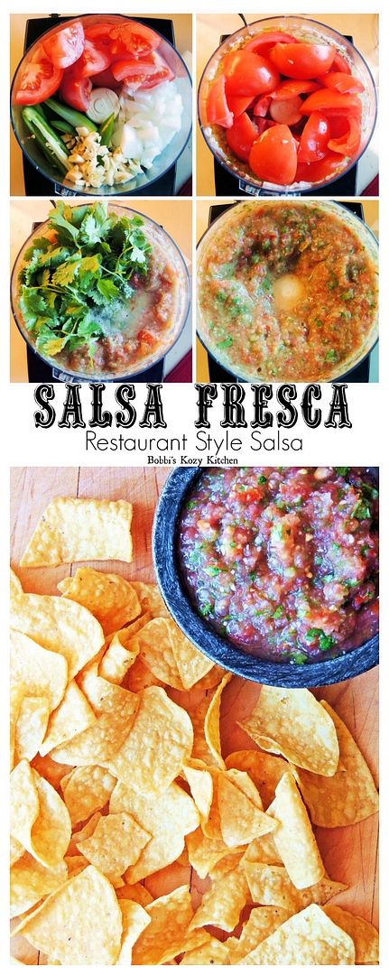Salsa Fresca (Restaurant Style Salsa) - Fresh restaurant style salsa at home in a matter of minutes! From www.bobbiskozykitchen