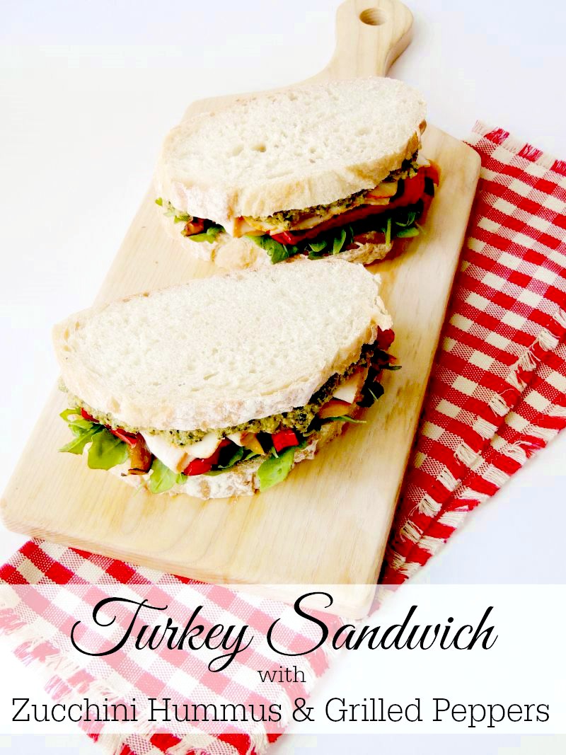 Turkey Sandwich with Zucchini Hummus and Grilled Peppers