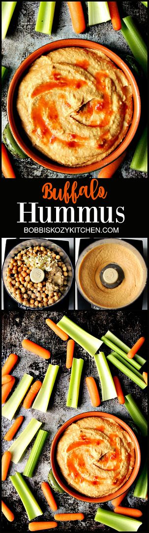 Buffalo Hummus gives you in your face Buffalo flavor in a healthy snack you can feel good about eating. From www.bobbiskozykitchen.com