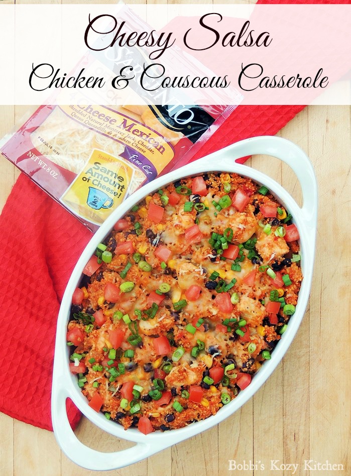 Cheesy Salsa Chicken and Couscous Casserole #ChoppedAtHome