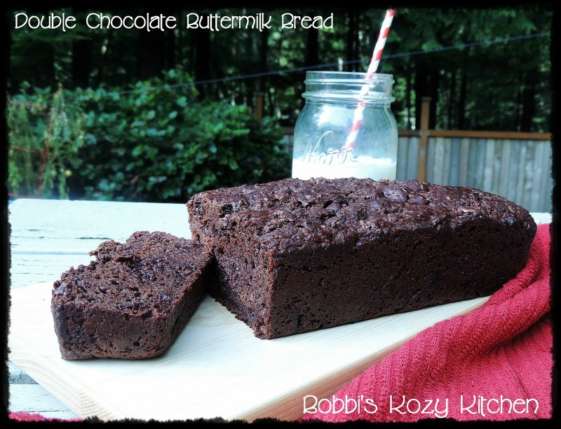 This Double Chocolate Buttermilk Bread recipe is easy to make and so rich, moist, and tender! #chocolate #cake #bread #buttermilk, #chocolatechip #easy #recipe | bobbiskozykitchen.com