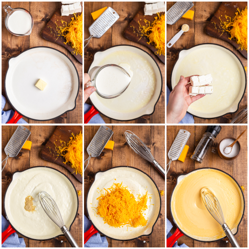 Process photos of making Easy Keto Cheese Sauce.