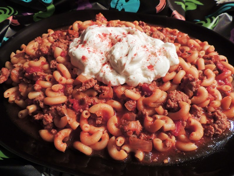 This easy to make goulash recipe is the perfect weeknight meal for all of your little ghouls! #halloween #goulash #pasta #easy #recipe | bobbiskozykitchen.com