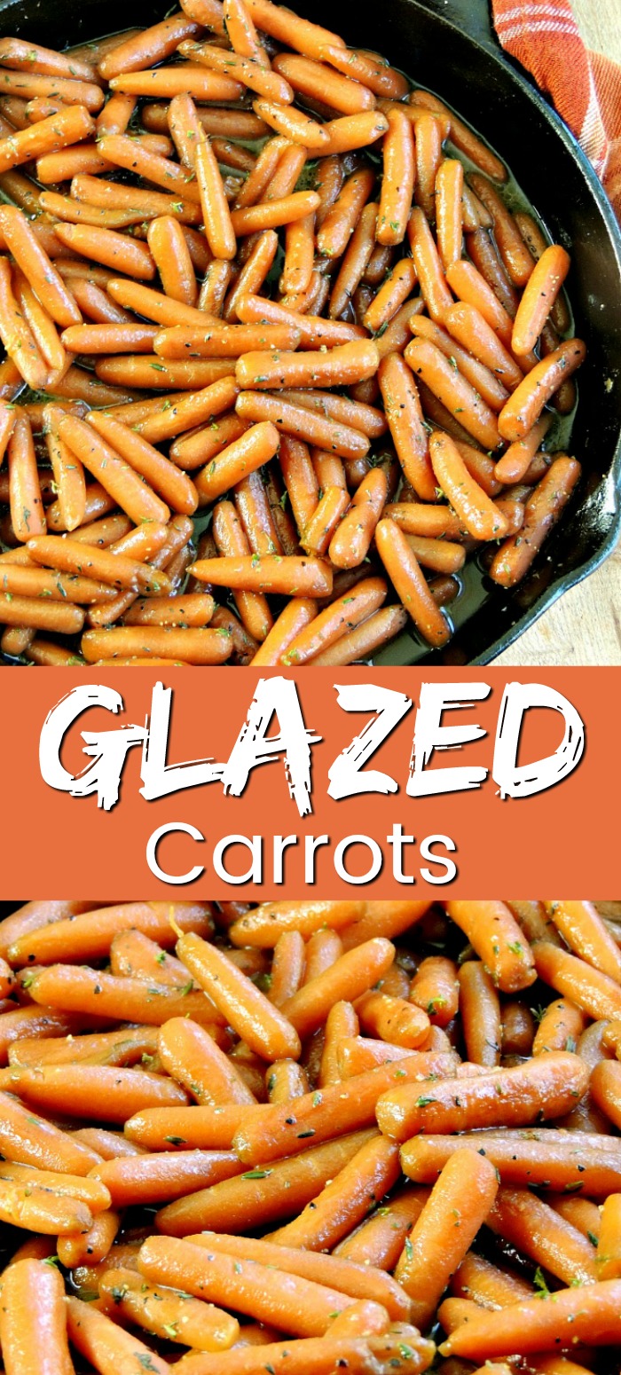 Glazed Carrots with Thyme - These tender baby carrots would be a perfect holiday side dish. Honey glazed, and sprinkled with thyme, your family will request them all year long! #sidedish #carrots #glazedcarrots #vegetarian #honey #thyme #holidayrecipes #easy #recipe | bobbiskozykitchen.com