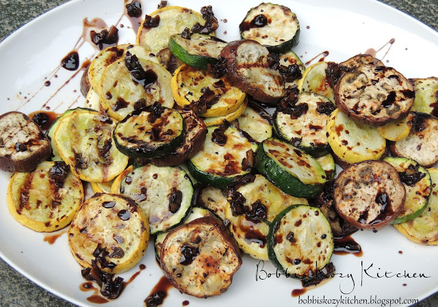 Grilled Veggies with Garlic Balsamic Reduction