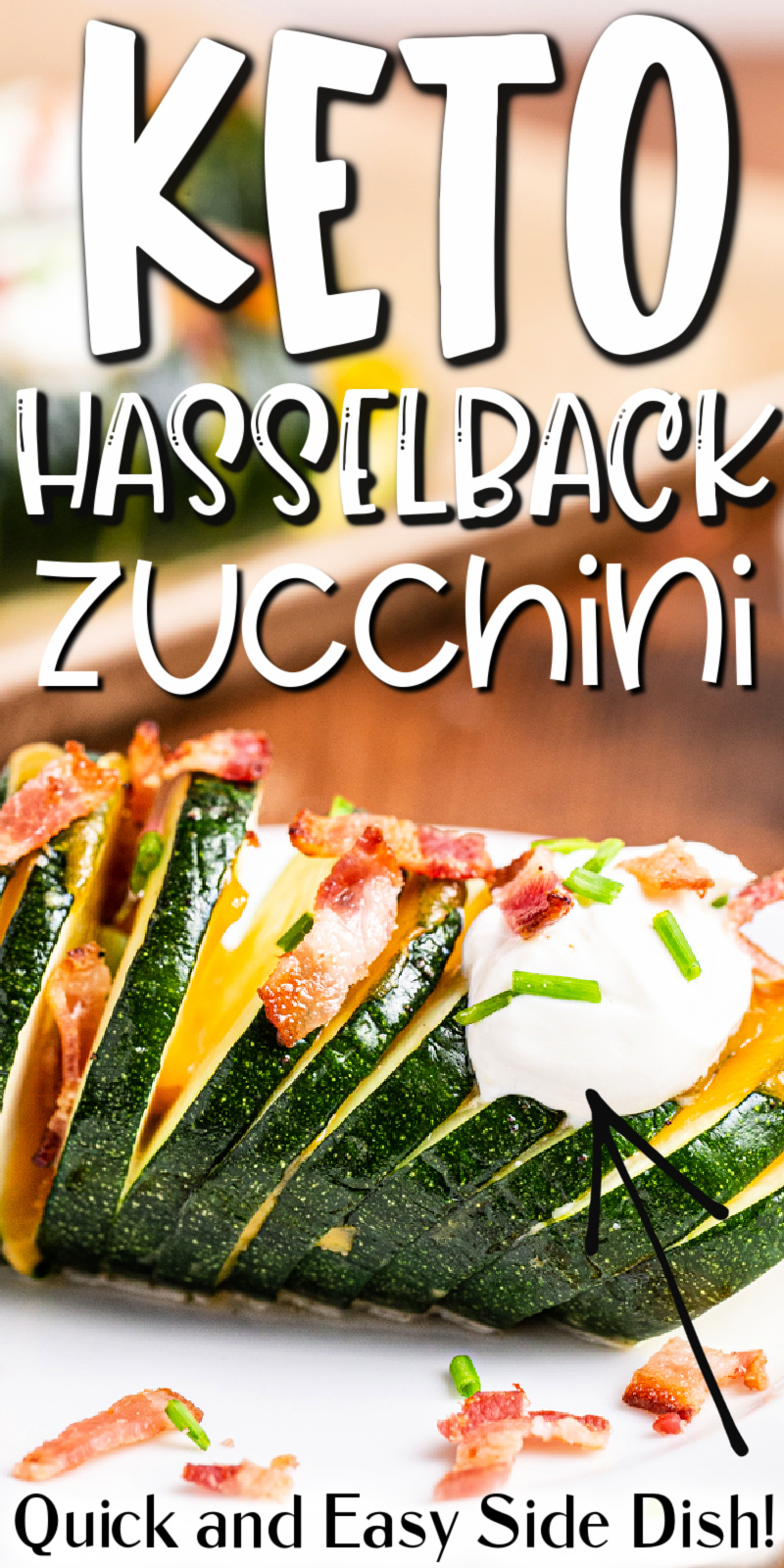 Hasselback Zucchini - This loaded Hasselback zucchini recipe is an easy-to-make low carb, keto, and gluten-free side dish that everyone will love! #keto #lowcarb #glutenfree #loaded #hasselback #zucchini #recipe