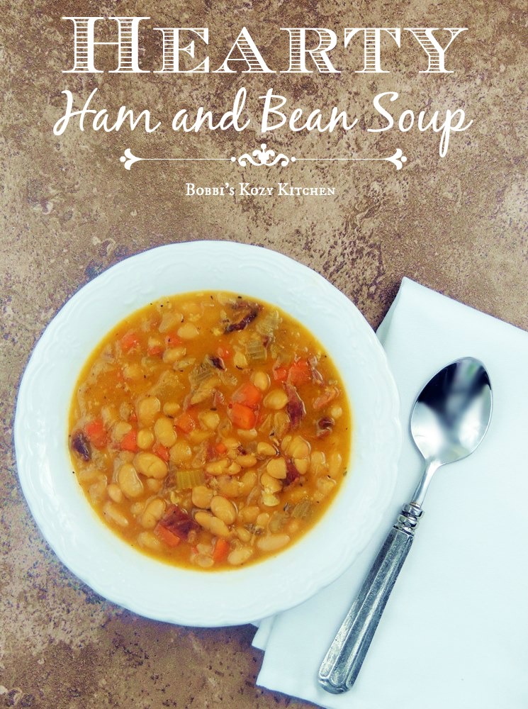 This Ham and Bean Soup recipe is so easy to make and is guaranteed to chase away those winter blues and warm you from head to toe! #ham #beans #soup #onepot #kidfriendly #easy #recipe | bobbiskozykitchen.com