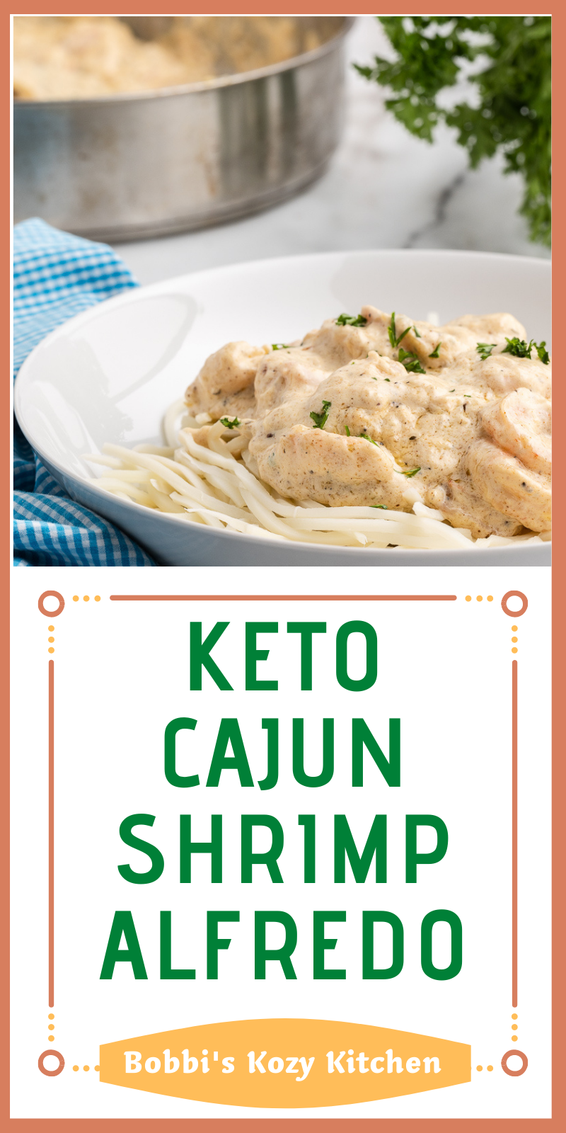 Keto Cajun Shrimp Alfredo - This keto shrimp alfredo is packed full of flavor with a Cajun twist. It is easy to make and takes less than 30 minutes!  #keto #lowcarb #glutenfree #pasta #shrimp #cajun #alfredo