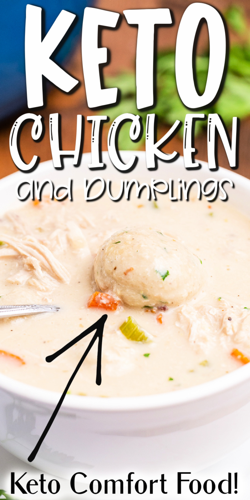 Keto Chicken and Dumplings - This keto chicken and dumplings recipe is the perfect dish when you’re craving comfort food without the carbs. Delicious chicken stew, with low carb almond and coconut flour dumplings, it is pure comfort in a bowl! #keto #lowcarb #glutenfree #chicken #dumplings #recipe
