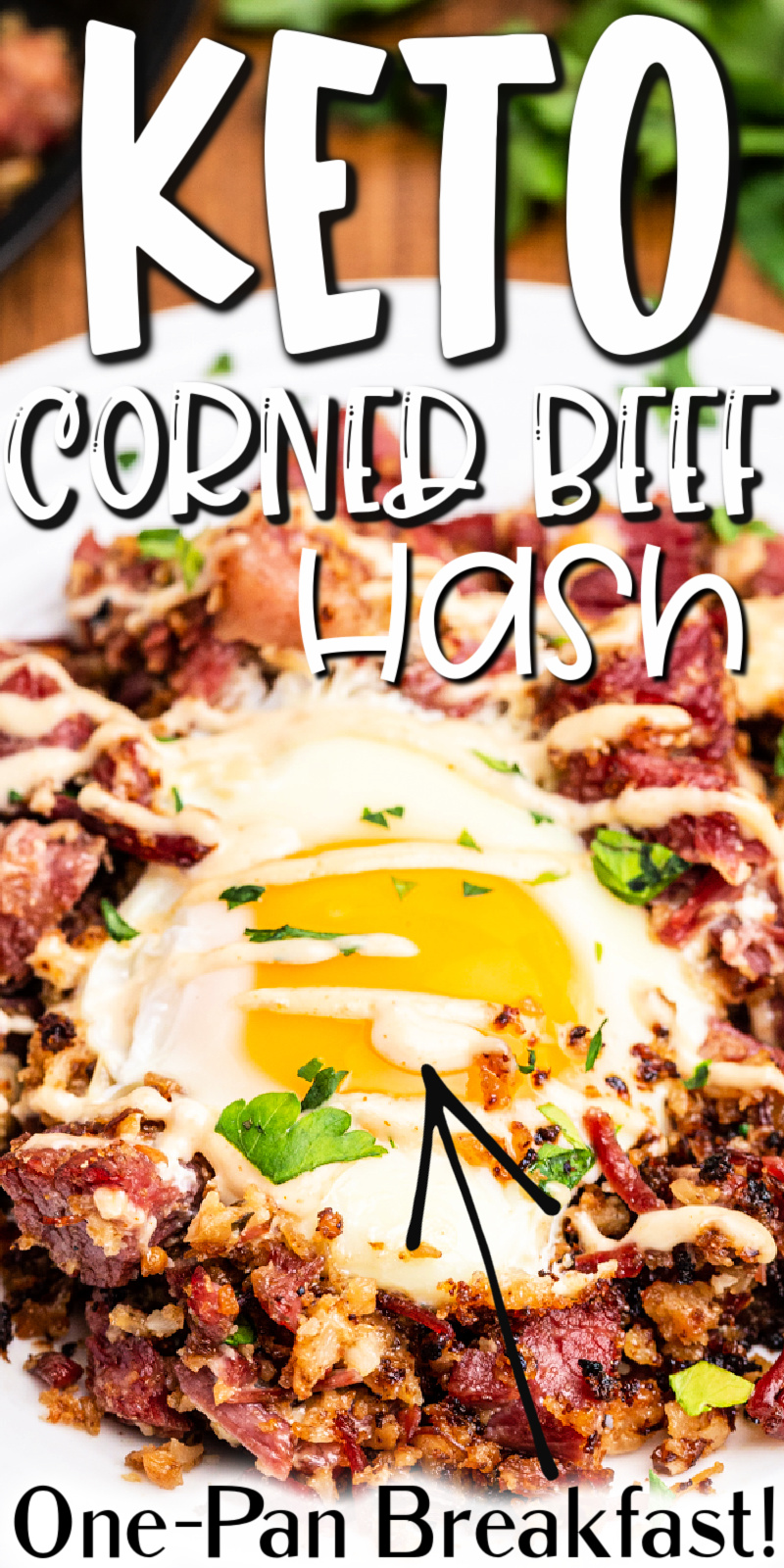 Keto Corned Beef Hash - This keto corned beef hash is the perfect way to use up leftover corned beef in a delicious skillet meal topped with a homemade Russian dressing. #keto #lowcarb #glutenfree #cornedbeef #beef #hash #eggs #breakfast #brunch #onepan #onepot #recipe