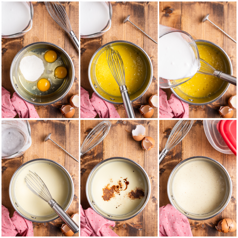 Six photos of the process of making Keto Eggnog (Dairy-Free & Sugar-Free)