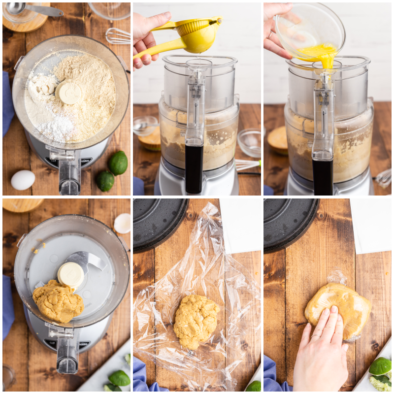 Six photos of the process of making keto flour tortillas.