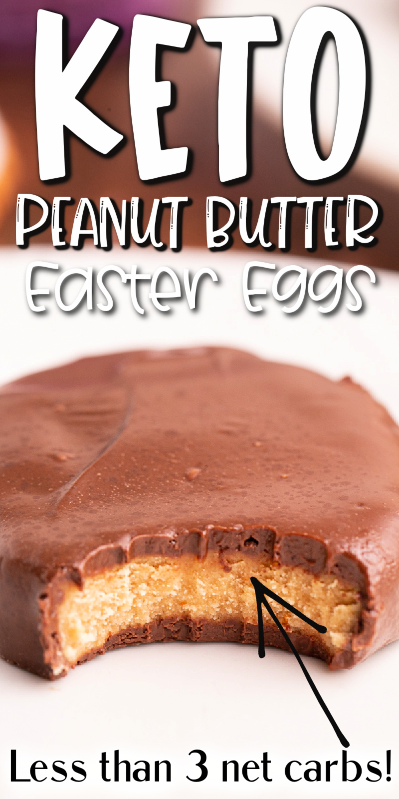 Keto Peanut Butter Chocolate Easter Eggs - This Keto Peanut Butter Chocolate Easter Eggs recipe is the perfect low carb and gluten-free Easter treat. Sweet creamy peanut butter on the inside with that delicious chocolate coating, who needs Reeses when you have these? #keto #lowcarb #glutenfree #sugarfree #resses #peanutbutter #chocolate #easter #eggs #recipe