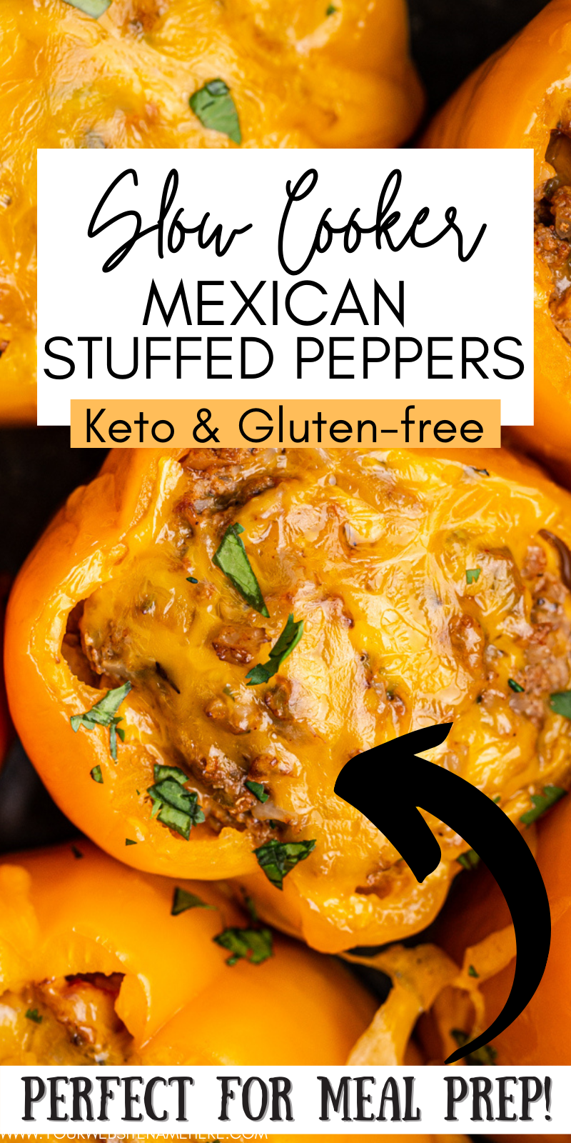 Keto Slow Cooker Mexican Stuffed Peppers - These keto Mexican stuffed peppers are the perfect set it and forget it dinner for Taco Tuesday, or any day. Cheesy and delicious, they are low-carb and gluten-free. #keto #lowcarb #glutenfree #slowcooker #crockpot #mexican #stuffed #peppers