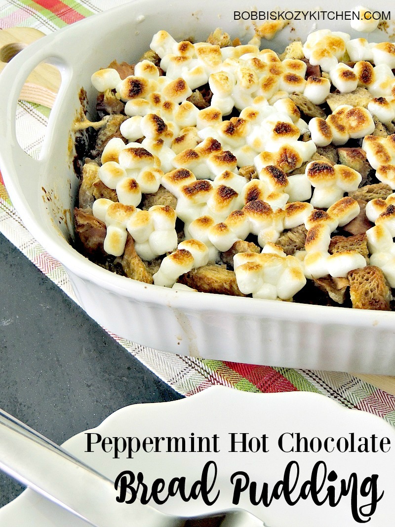 Peppermint Hot Chocolate Bread Pudding