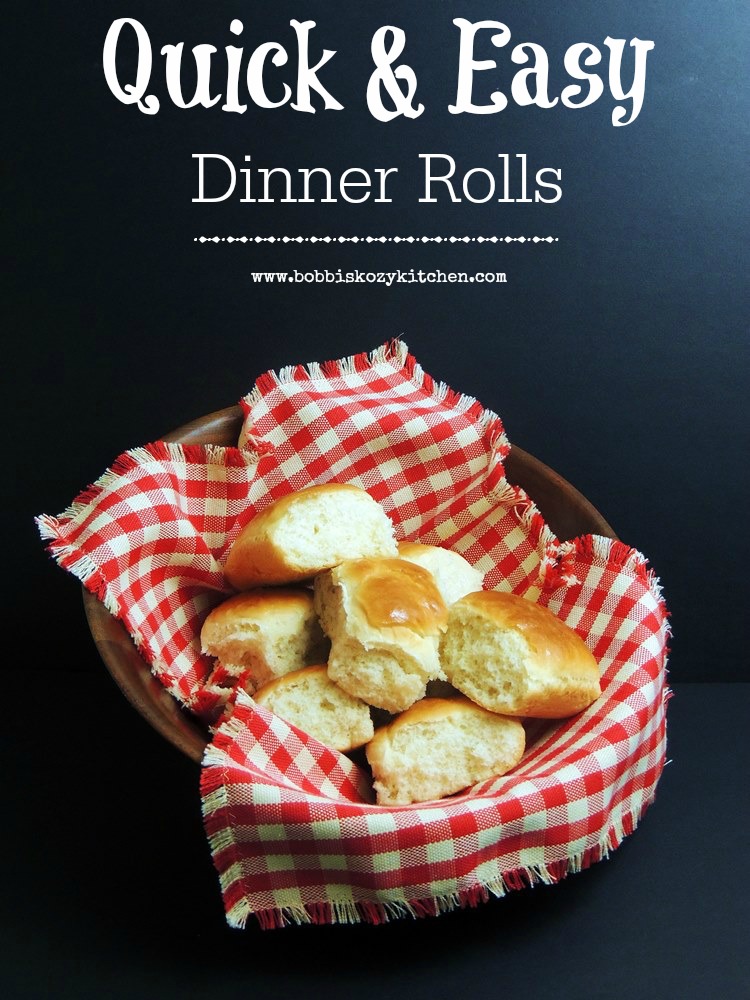This Quick and Easy Dinner Rolls recipe will have hot fluffy rolls on the table for dinner in no time flat! #bread #rolls #easy #baking #thanksgiving #christmas #easter #recipe | bobbiskozykitchen.com