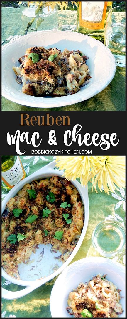 Reuben Mac and Cheese. Salty corned beef, creamy cheese sauce, and tangy sauerkraut make this mac and cheese insanely good and perfect for St Patrick's Day. From www.bobbiskozykitchen.com