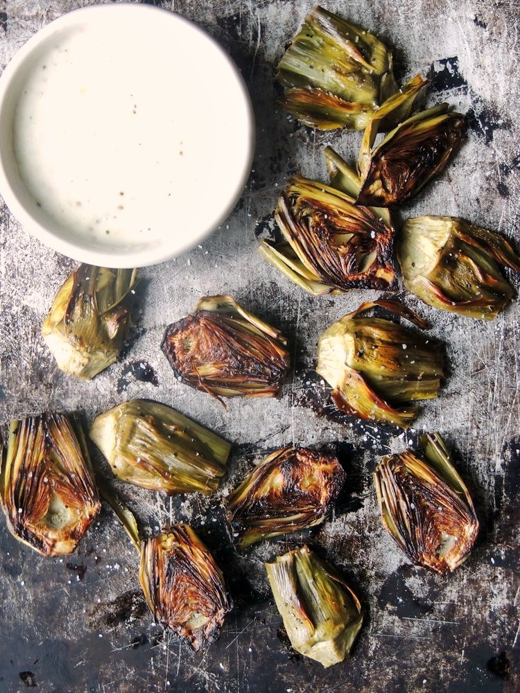 Roasted Baby Artichokes with Lemon Garlic Dipping Sauce from www.bobbiskozykitchen.com