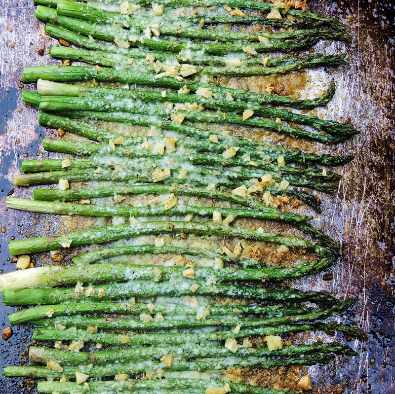 Roasted Asparagus with Garlic and Parmesan - Roasted Asparagus with Garlic and Parmesan - This oven roasted asparagus recipe is easy to make, uses one pan, and is the perfect Keto, LCHF, vegetarian and gluten-free side dish.#keto #LCHF #Lowcarb #sheetpan #asparagus #garlic #Parmesan #cheese #glutenfree #vegetarian #easy #recipe | bobbiskozykitchen.com