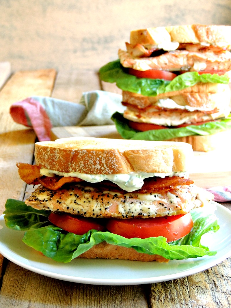 Give your BLTs an upgrade with the addition of a pan-seared salmon fillet and creamy lemon dill mayo. #salmon #fish #easy #keto #lowcarb #lchf #sandwich #recipe | bobbiskozykitchen.com