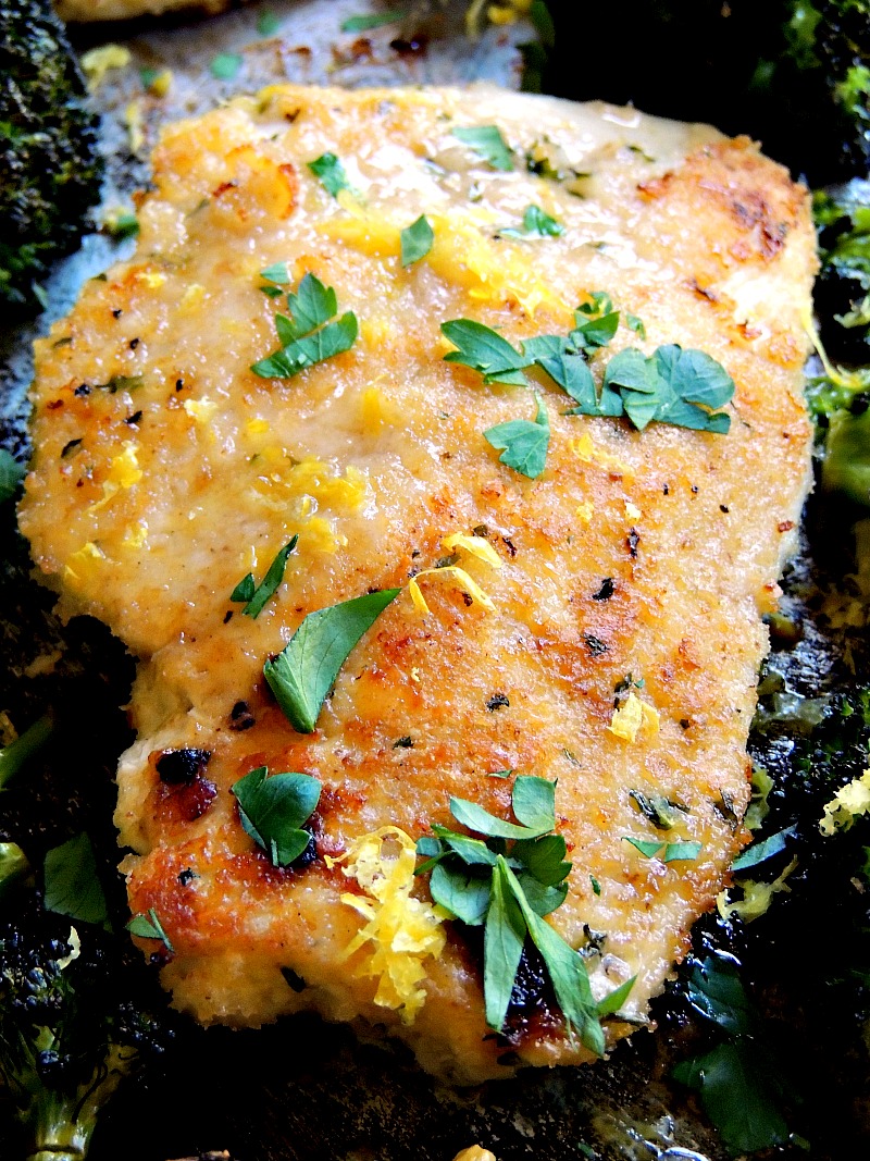Sheet Pan Chicken Milanese - No need to use several pots and pans to make this wonderful weeknight meal. Just grab that sheet pan, and you are ready to go. From www.bobbiskozykitchen.com