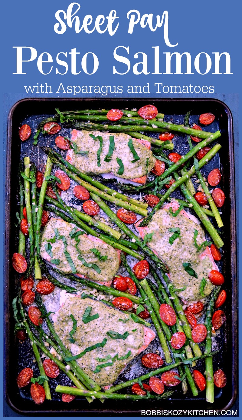 Sheet Pan Pesto Salmon with Asparagus and Tomatoes