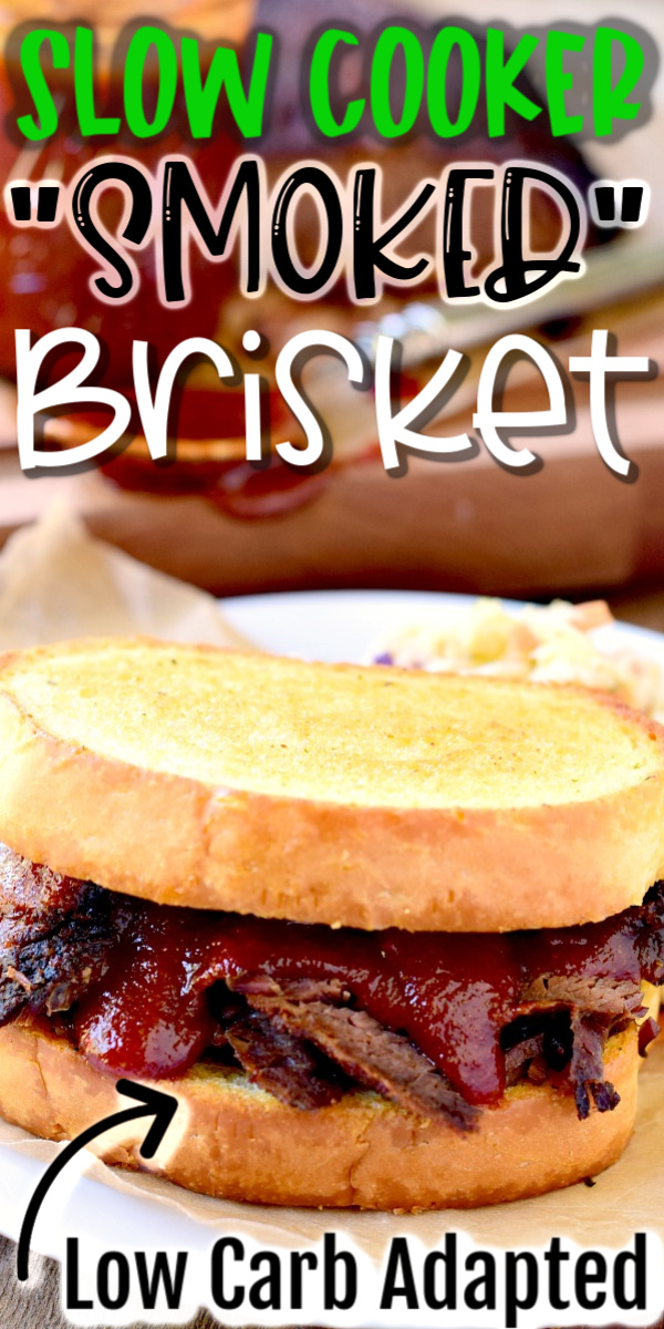 You don't have to have a grill to get that smoke flavor. Give your slow cooker a try. It is so easy to make and so good! #slowcooker #crockpot #beef #brisket #BBQ #smoked #lowcarb #keto #recipe | bobbiskozykitchen.com