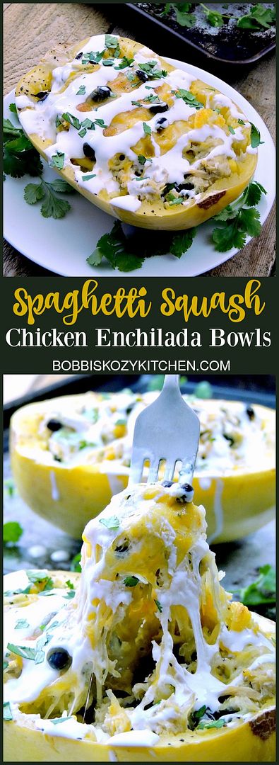 Spaghetti Squash Chicken Enchilada Bowls
