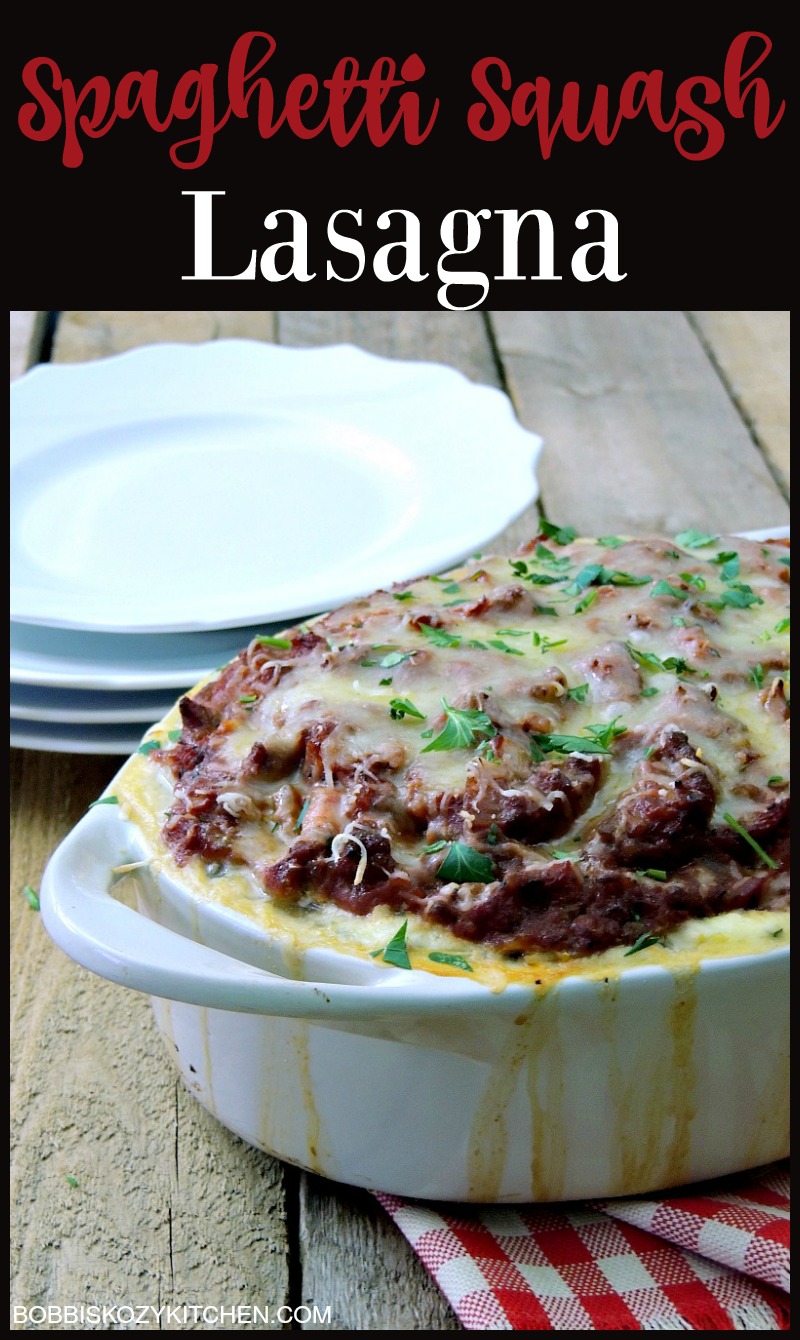 This Spaghetti Squash Lasagna gives you all of those great lasagna flavors with none of the guilt. From www.bobbiskozykitchen.com