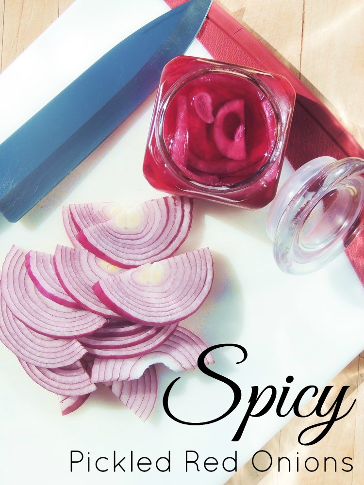 Spicy Picked Red Onions - So simple, these bright, crisp, spicy little slices of heaven are perfect for burgers, sandwiches, tacos, and so much more! #onions #pickles #canning #preserves #easy #recipe | bobbiskozykitchen.com
