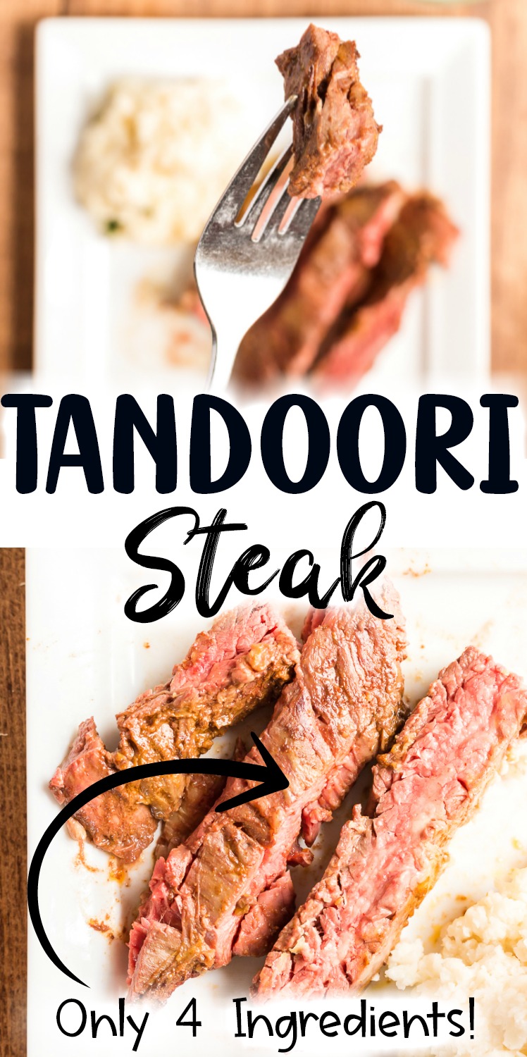 This Grilled Tandoori Steak is an easy to prepare low carb dish the whole family will love. Skirt (or flank) steak in an Indian inspired tandoori marinade and grilled to perfection. #lowcarb #keto #beef #steak #Grilled #tandoori #indian #easy #recipe