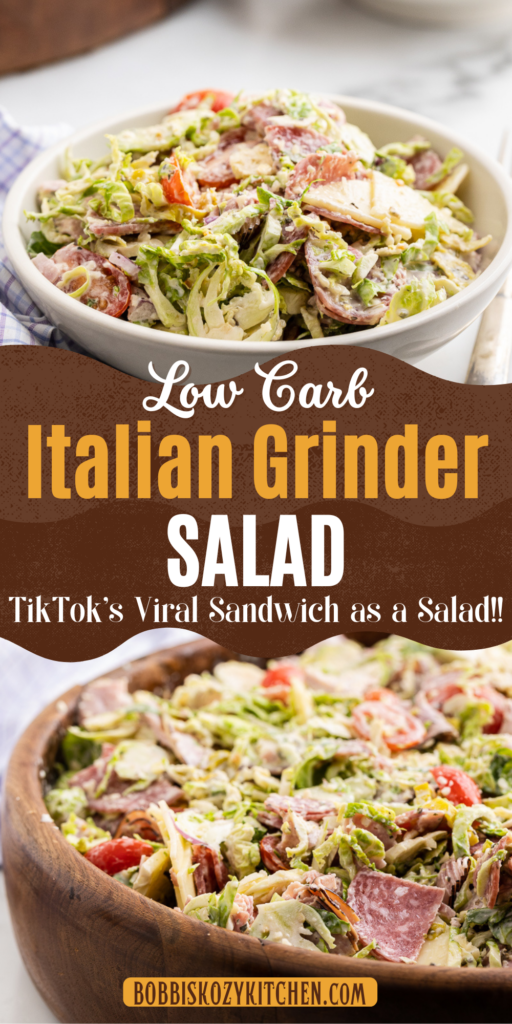 Italian Grinder Salad - This Italian Grinder Salad combines all the ingredients of an Italian sub sandwich in a delicious low carb bowlful. #mealprep #lunch #tikrok #keto #lowcarb #glutenfree #salad #sub #sandwich
