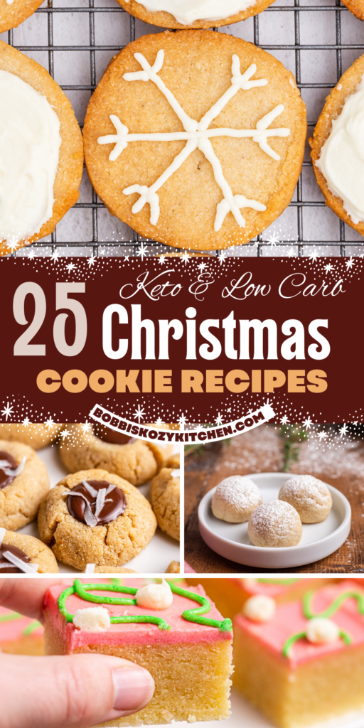25 Keto Christmas Cookies - 25 delicious keto and low carb Christmas cookie recipe PLUS 5 keto cookie bar recipes! #keto #lowcarb #sugarfree #gluten-free #christmas #cookies #cookiebars 