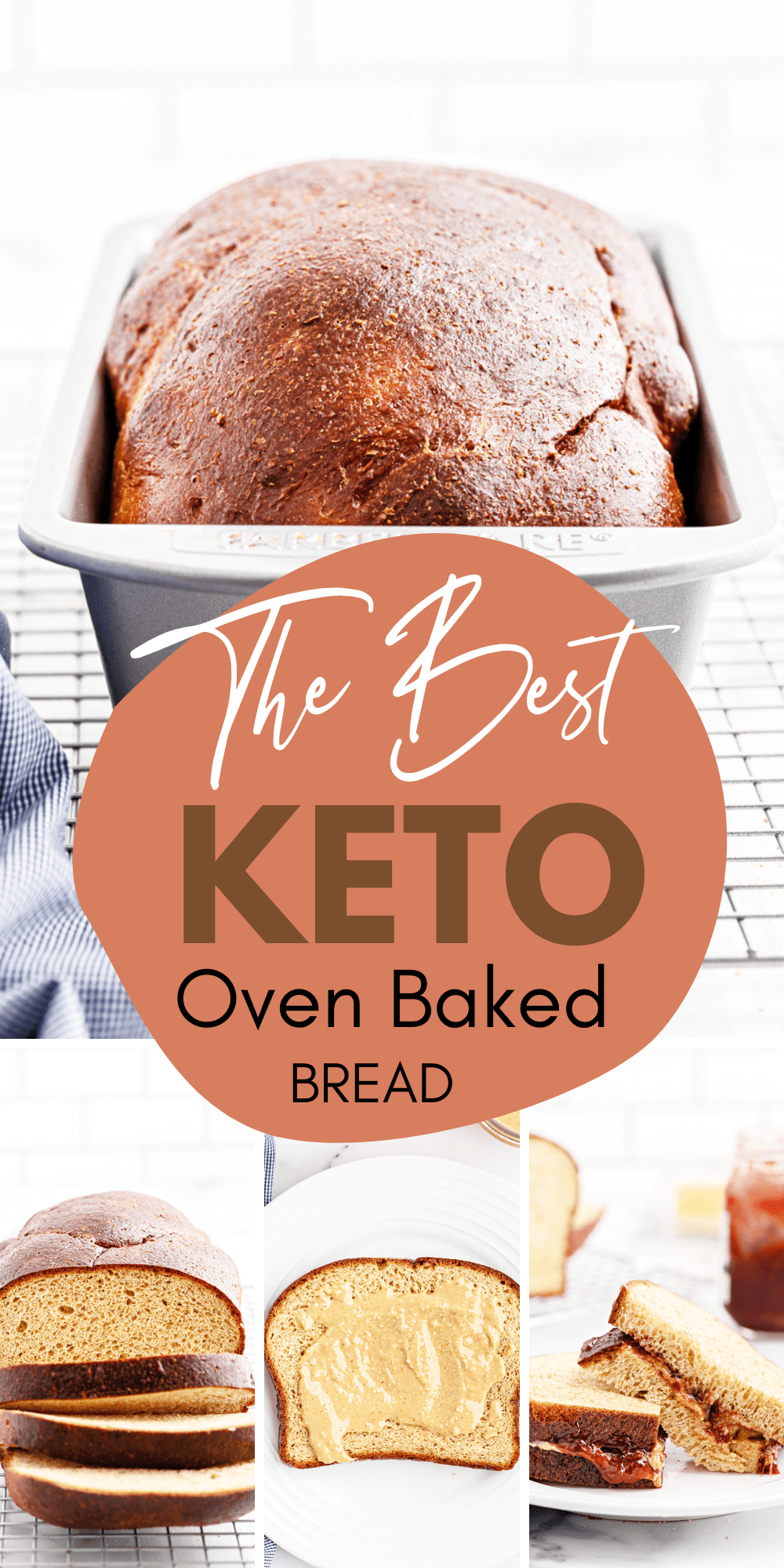 Pinterest graphic for Keto Oven Baked Bread.