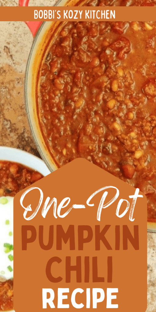 Pinterest pin for One-Pot Pumpkin Chili.